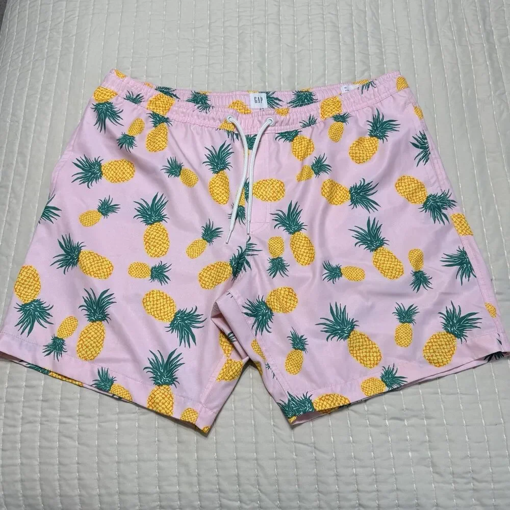 GAP Men’s Swimsuit | Pink With Pineapples | XL